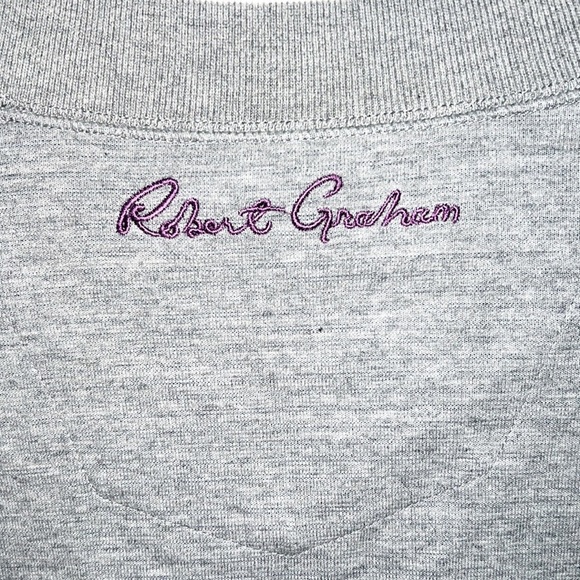 Robert Graham Gray Quarter Zip Men's Long Sleeve Striped Bottom Shirt - Picture 10 of 10